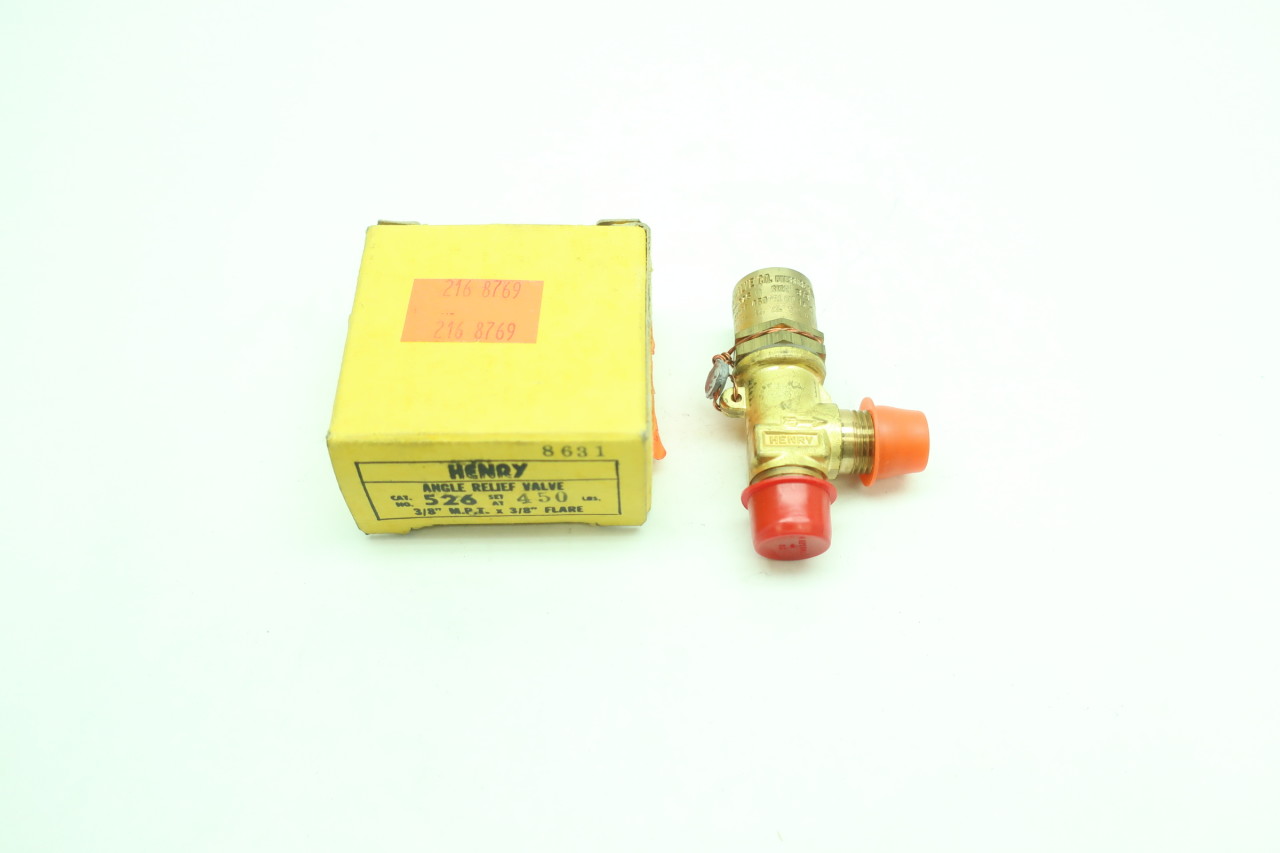 NEW HENRY 526E-400 ANGLE RELIEF VALVE 3/8" MPT X 3/8" FLARE 400 LBS 