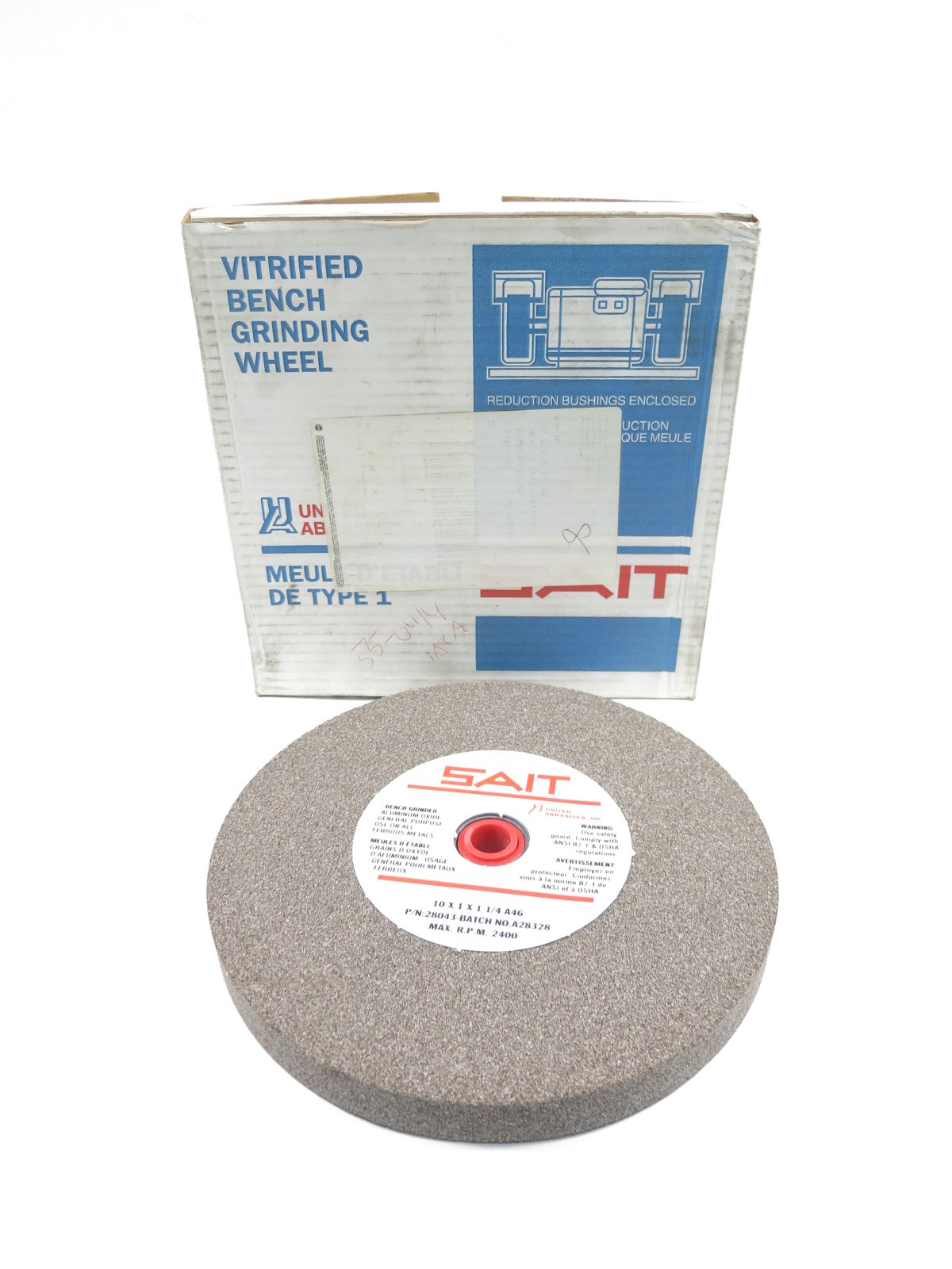 1-Pack United Abrasives-SAIT 28043 10 by 1 by 1-1/4 A46X Bench Grinding Wheel Vitrified