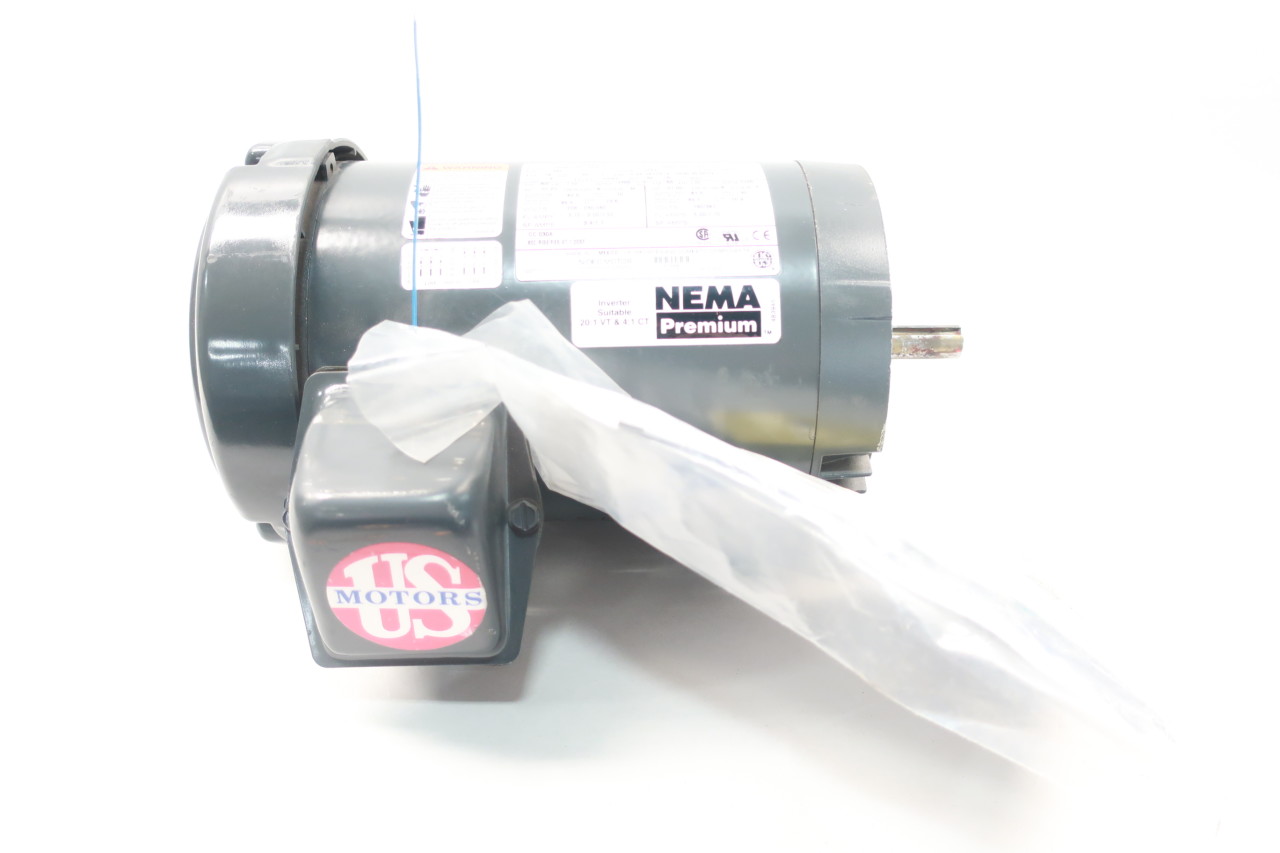 U1P2DFCR 1 HP Electric Motor 1755(1800) RPM 60hz 3 Phase 208-230/460 Volt 56C Frame (C-Face) TEFC Footless