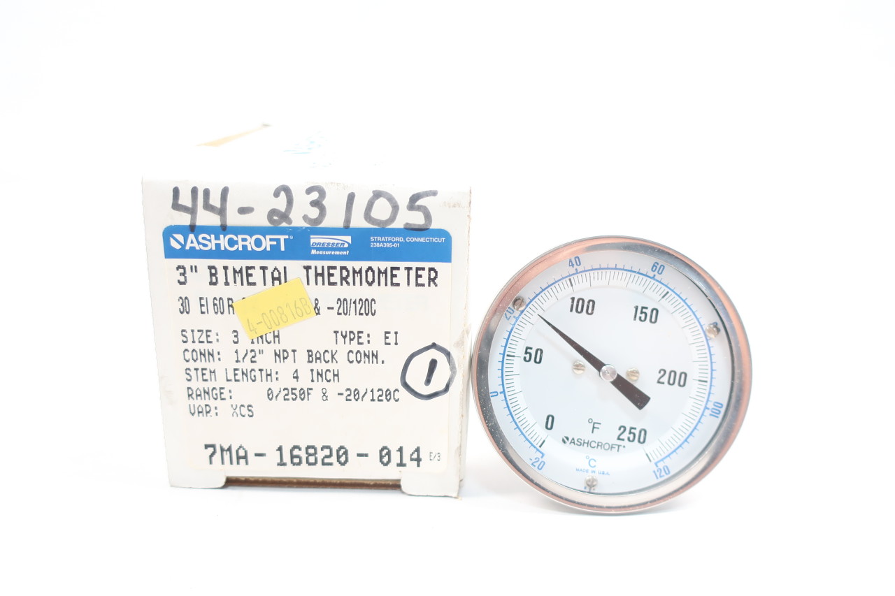 Ametek 415002C Usg Bimetal Thermometer 2-1/2in 0-200f 1/2in Npt 