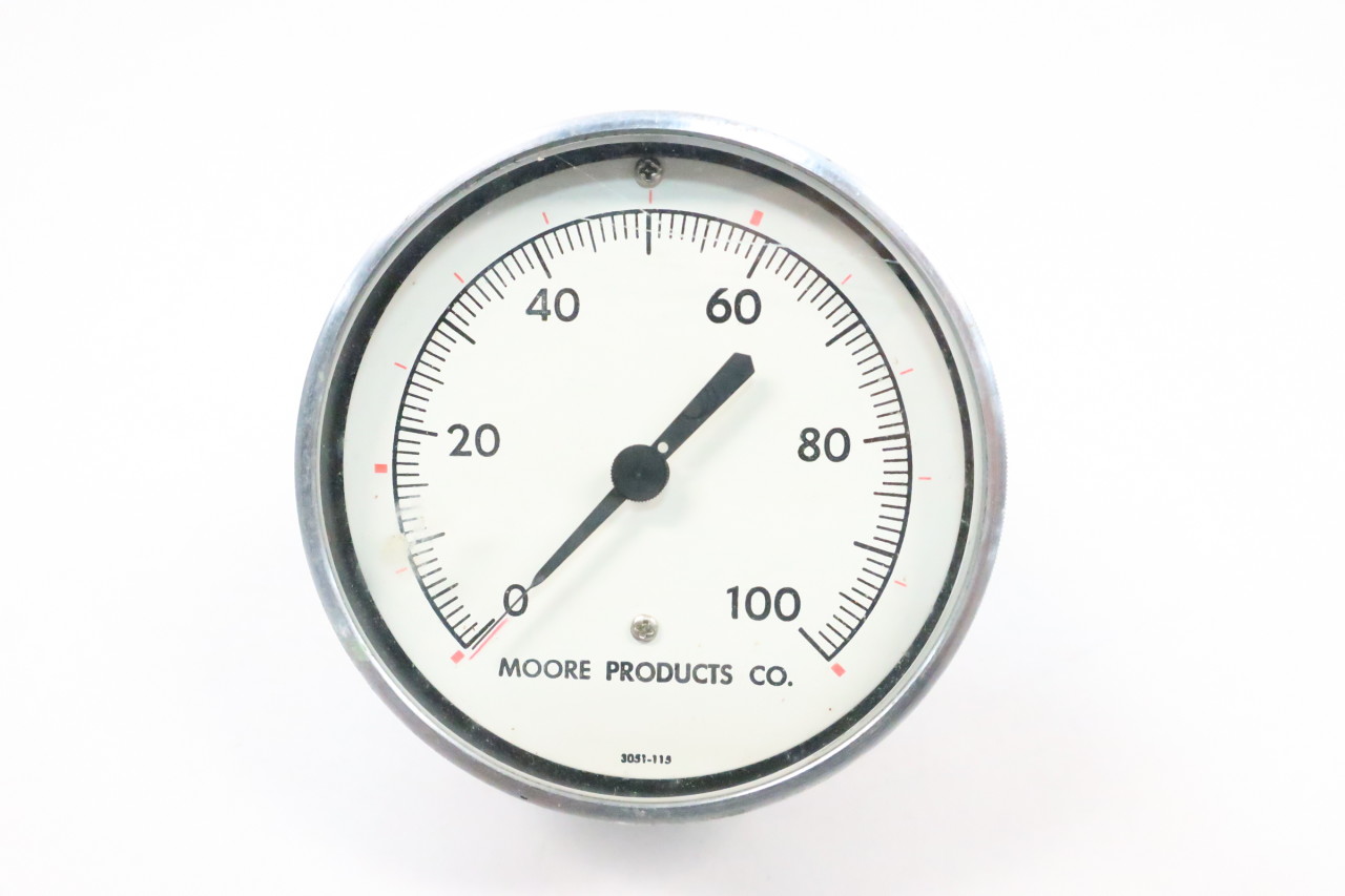 3 1/2" Moore Products co 0-200 psi Gauge 1/4" NPT Connection MADE IN USA 