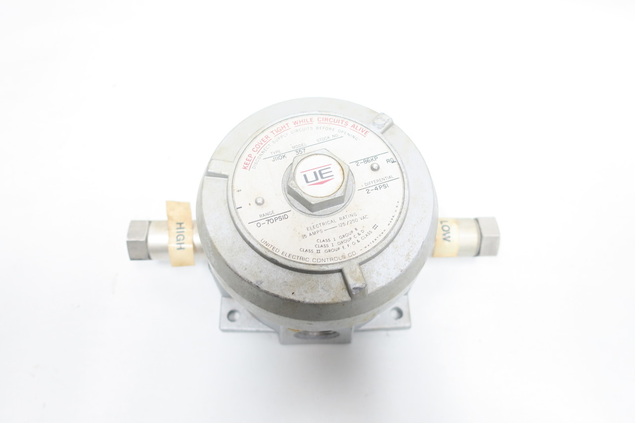 UE UNITED ELECTRIC J110K-357 0-70PSI 125/250V-AC PRESSURE SWITCH