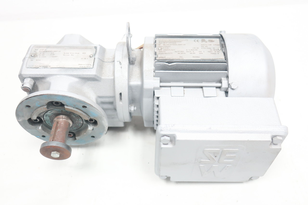 Three Phase 0.18kw 1/4hp Bonfiglioli Motor and Gearbox 47rpm output 18mm Bore 