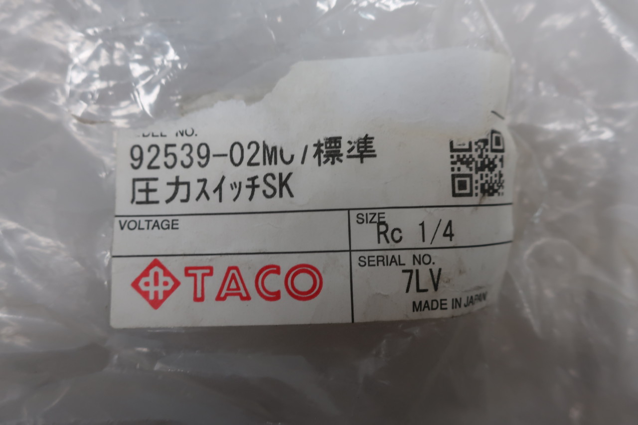 Taco 92539-02M0 21601-1000 Pressure Switch 1/4in Taco 92539-02M0 21601-1000 Pressure Switch 1/4in