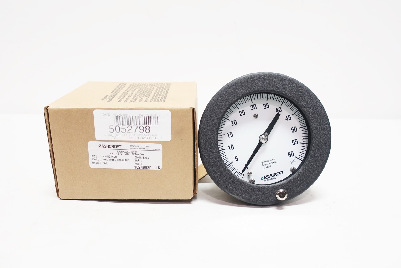 NEW ASHCROFT 45-1377-AS-02B-60# DURAGAUGE 4-1/2 0-60PSI 1/4IN NPT Pressure Gauge 