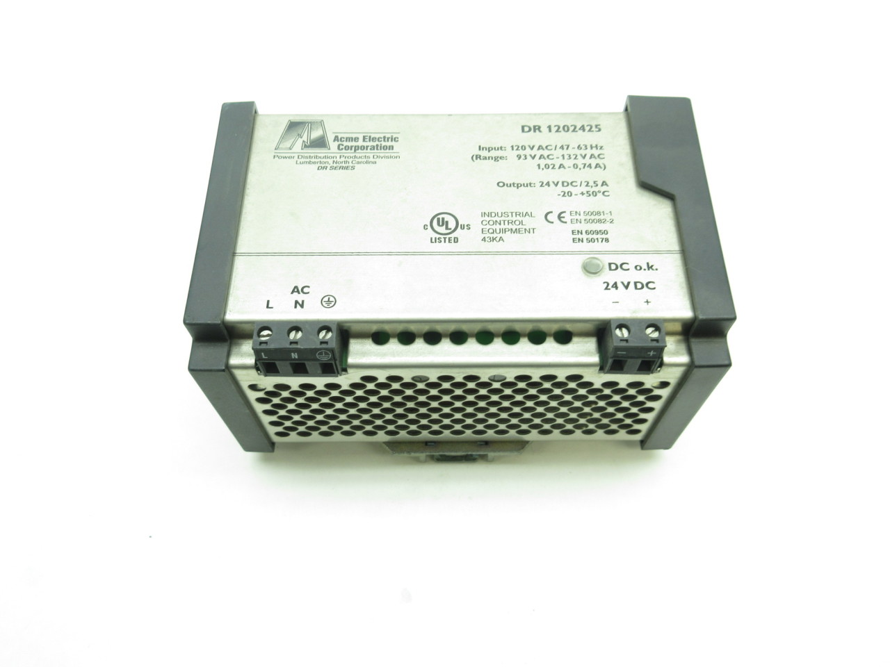 ACME ELECTRIC DR1202425 POWER SUPPLY 120AC/24DC/2.5 2938031 