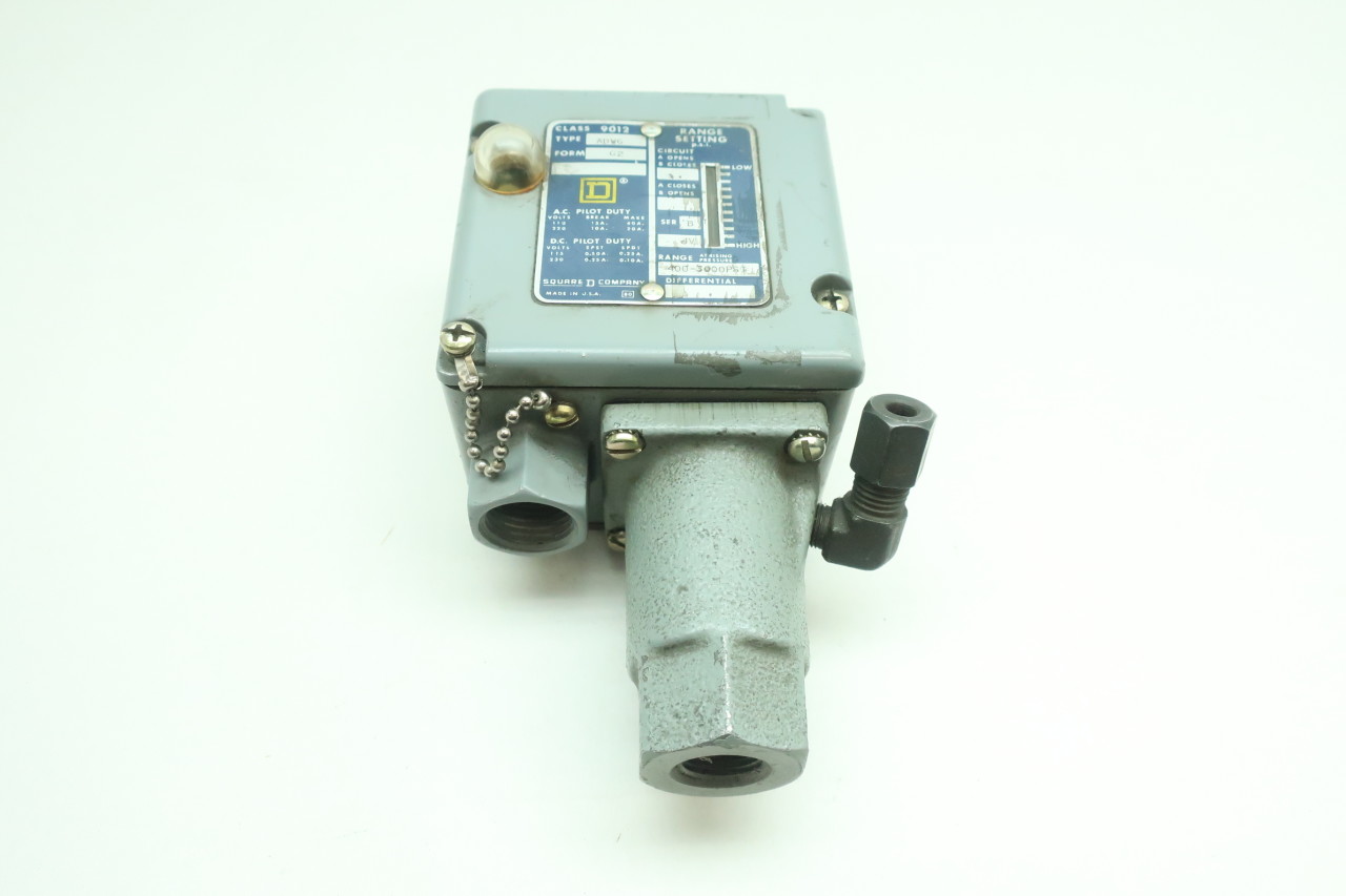 Square D 9012-ADW-24 Pressure Regulator Set 1750 PSI DPDT Contacts 400-3000psi 